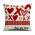 thumbnail image 1 of Fundas decorativas de almohada en forma de corazón 16x16 pulgadas | Impresión doble cara a rayas rojas | Poliéster Suave Duradero | Cierre oculto de cremallera | Juego de 2 fundas para cojines, 1 of 1