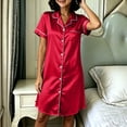 thumbnail image 6 of NominalSnug Womens Nightgowns Button down Short Sleeve Nightshirts Collared Knee Length Sleepshirts Comfy Loungewear, 6 of 8