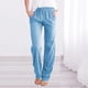 thumbnail image 2 of Pantalones informales rectos de algodón y lino con cintura elástica para mujer - Cintura media, cordón, para todas las estaciones, 2 of 6
