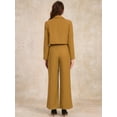 thumbnail image 4 of DARING DIVA Women's 2 Pcs Notched Lapel Jacket Wide Leg Pant XS Golden Brown, 4 of 6
