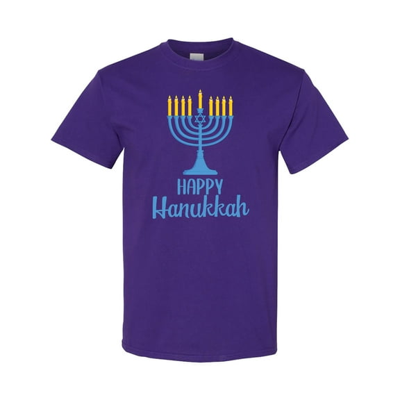 Inktastic Happy Hanukkah with Blue Menorah T-Shirt