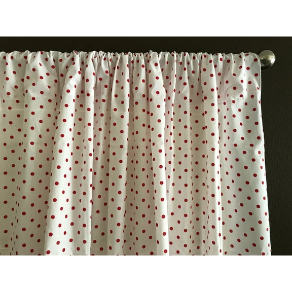 Cotton Curtain Polka Dots Print 58 Inch Wide / Small Dots Red on White