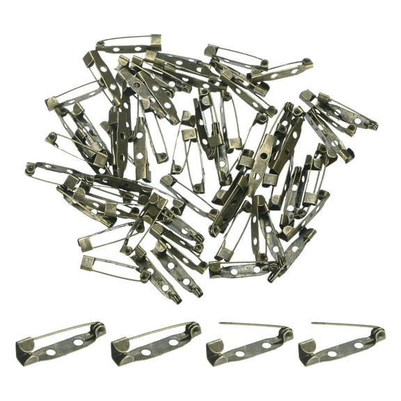 60-Pack Bar Pins, 1 Inch Brooch Pin Backs Safety Clasp for Badges/Name Tags/Corsage/DIY Crafting Sewing Fabric[25mm, Bronze Tone]