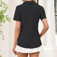 thumbnail image 3 of WULMLEO Womens Golf Polo Shirts Summer Short Sleeve 1/4 Zip Tops Moisture Wicking Casual Tennis Activewear with Pockets Black M, 3 of 3