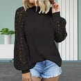 thumbnail image 4 of LYXSSBYX Womens Long Sleeve Dress Hot Sale Clearance Ladies Fashion Round Neck Lace Hollow Long Sleeve Casual Loose Top Pullover, 4 of 7