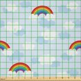 thumbnail image 2 of Ambesonne Weather Fabric by the Yard Microfiber, Cartoon Happy Cloud Rain, 3 Yards, White Pale Ceil Blue, 2 of 2