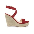 thumbnail image 3 of BLISSFUL STEP Chaussures pour Femmes Sandales Espadrilles à Talon Compensé Slingback à Brides Croisées Rouge 6, 3 of 8