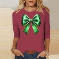 thumbnail image 1 of Xuyuer St. Patrick's Day Womens 3/4 Sleeve Crew Neck Spring T-Shirts Merry and Bright Casual Pullover Graphic Tee Tops Cute Tunic Tops Basic Tees Blouses Business Work Tee Top, 1 of 5