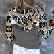 thumbnail image 4 of Pntutb Sudaderas con capucha para mujer, sudadera con capucha azteca para mujer, suéter con estampado geométrico, manga larga, cuello de tortuga, camiseta con cordón, sudaderas con bolsillo Pntutb Pntutb-7896, 4 of 6