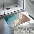 thumbnail image 5 of Teal Blue Modern Geometric Brown Abstract Ocean Wave Bathroom Rugs Mat Non Slip Super Absorbent Stain Resistant Quick Dry Thin Bathroom Rug-Bath Mats for Bathroom Floor Bathtub,16"x24", 5 of 6