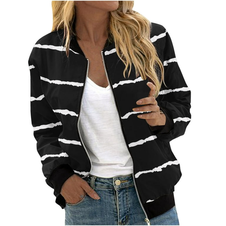 Feancey Womens Satin Bomber Jackets Lightweight Zip Up Fashion