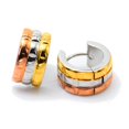 thumbnail image 2 of Aretes Broquel D Acero Triple Color Dorado Plateado Y Bronce Genérico hugguiestriplecolor, 2 of 3