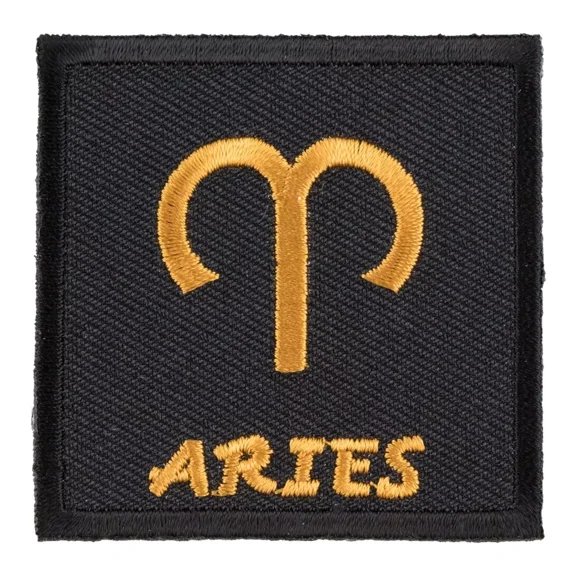 Zodiac Sign Aries Black & Gold Patch, Zodiac Patches