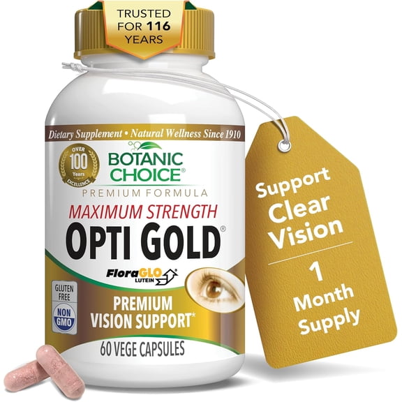 Botanic Choice Maximum Strength Opti Gold Vision Dietary Supplement, Gluten-Free, 60 Vege Capsules