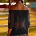 thumbnail image 6 of Bovxnpu Womens Off the Shoulder Tops Off Shoulder Blouse Chiffon Casual Fashion Trendy Tops Summer Tops, 6 of 9