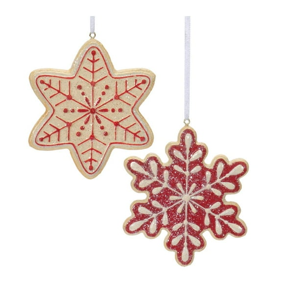 Melrose International LLC Gingerbread Snowflake Ornament (Set of 12) 4"H Resin