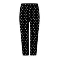thumbnail image 3 of felwors High Waisted Polka Dot Print Capri Leggings Retro Vintage Stretchy Cropped Yoga Pants for Women Casual Summer Black for Size M, 3 of 4