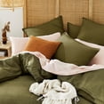 thumbnail image 4 of Pavish Export Duvet Cover Set 100% Washed Cotton Linen Feel Comfortable Lightweight 3 Pcs Solid Moss Olive Twin XL, 4 of 5