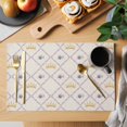 thumbnail image 2 of Summer Flowers Placemats Set of 8, Watercolor Crown Grid Beige Lines Cotton Non-Slip Place Mats Washable Table Mats for Kitchen Dining Table Decorations Indoor/Outdoor, 2 of 9