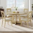 thumbnail image 2 of Ataucjin 47 inch Round Dining Table for 4-6, Farmhouse Kitchen Table with Wooden Pedestal Base, Wood Top for Dining Room, Kitchen, Living Room,table only, 2 of 10
