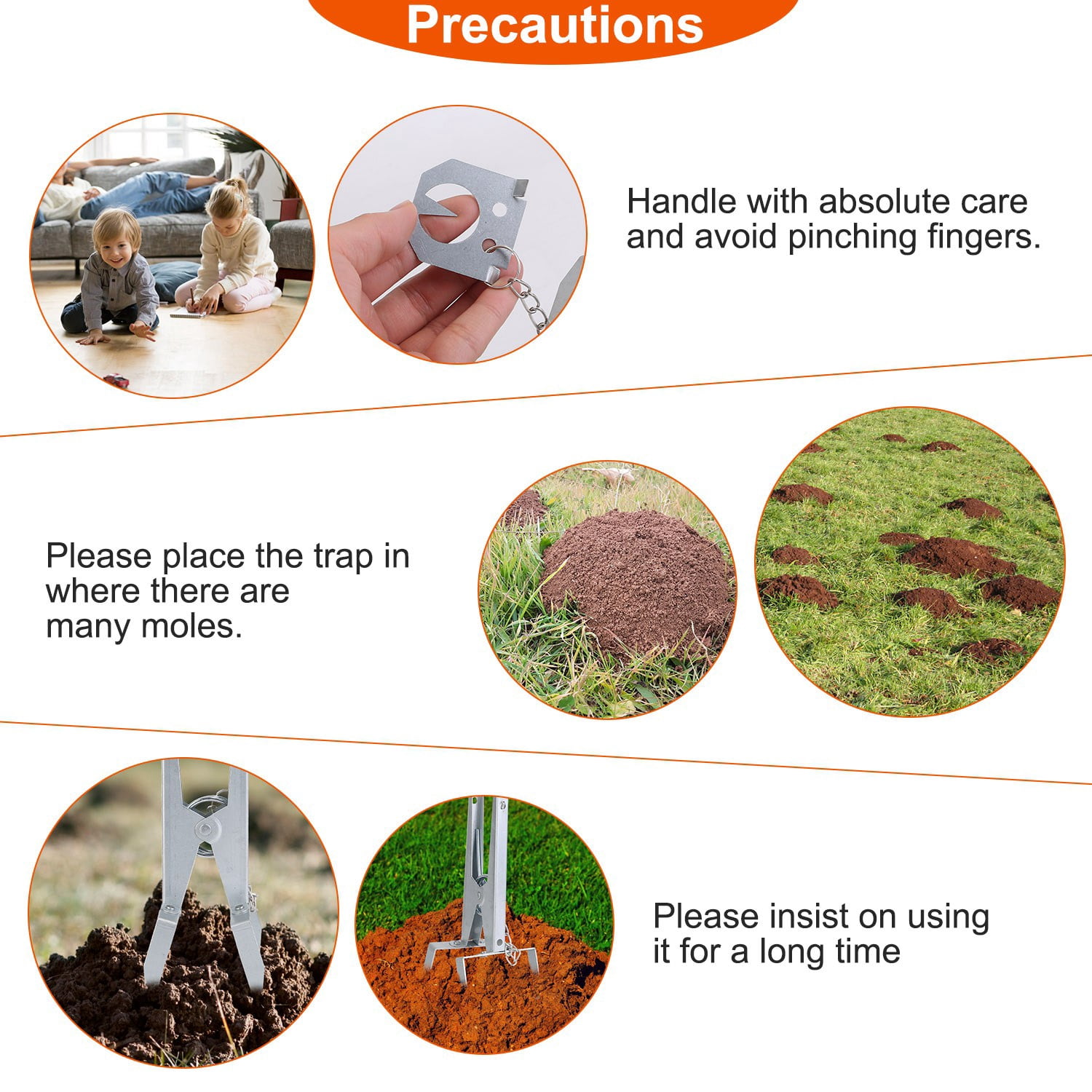 Moclever 4Pack Mole Traps, Reusable Mole Killer with Scissor Jaw for Vegetable Shed Field Garden Yard, Silver