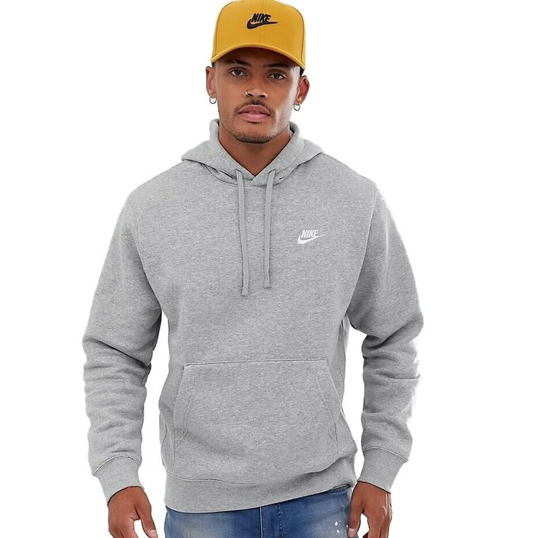 Men's Nike Dark Gray Heather/Matte Silver/White Sportswear Club Fleece  Pullover Hoodie - XL 