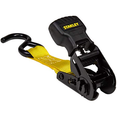 Stanley S1000 Black/Yellow 1 x 10' Ratchet Tie Down Straps - Light Cargo  Hauling (1,500 lbs Break Strength), 8 Pack