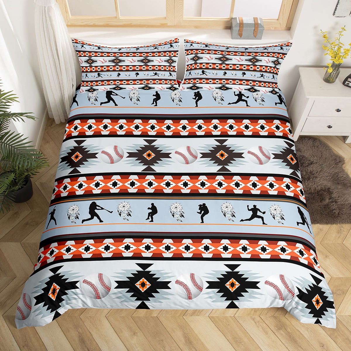 Baseball Bedding Set Exotic Tribe Arrow Aztec Comforter Cover for Boys