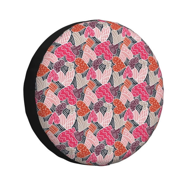 Fotbe Hearts for Valentines day Funda de Llanta de Repuesto con Estampado, Engrosada, Ajuste Universal para Jeep, Remolque, RV, SUV, Camión-15 inch