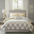 thumbnail image 3 of Madison Park Essentials King Central Park 9-Piece Comforter Set with Cotton Bed Sheets, Yellow/Aqua, 3 of 5