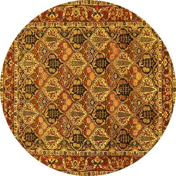 Ahgly Company Indoor Round Persian Yellow Traditional Area Rugs, 6' Round