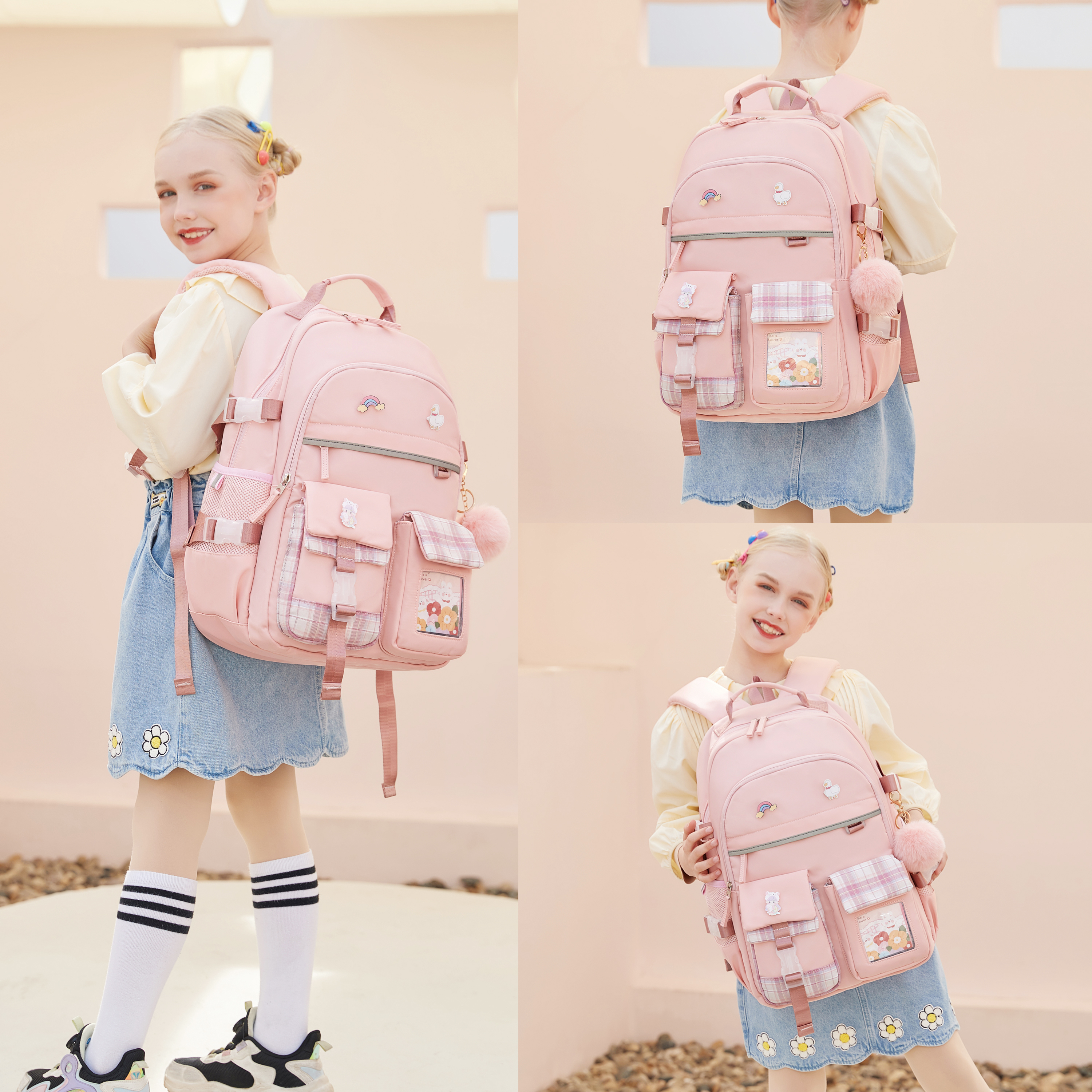 Mochila para niñas, para laptop de 15.6 pulgadas, para jardín de infantes y primaria, grande, para mujeres estudiantes, casual, para viajes (rosa) 3