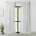 thumbnail image 3 of Arezzo Sheer Tone on Tone Slub Dual Header(Back Tab/Rod Pocket) Curtain Panel 52" x 108" in White, 3 of 6