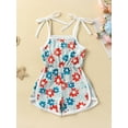 thumbnail image 2 of Wassery Toddler Baby Girls Summer Romper 1 2 3 4 5 Year Girl Sleeveless Floral Print Tie Strap Jumpsuit 6M-5T, 2 of 8