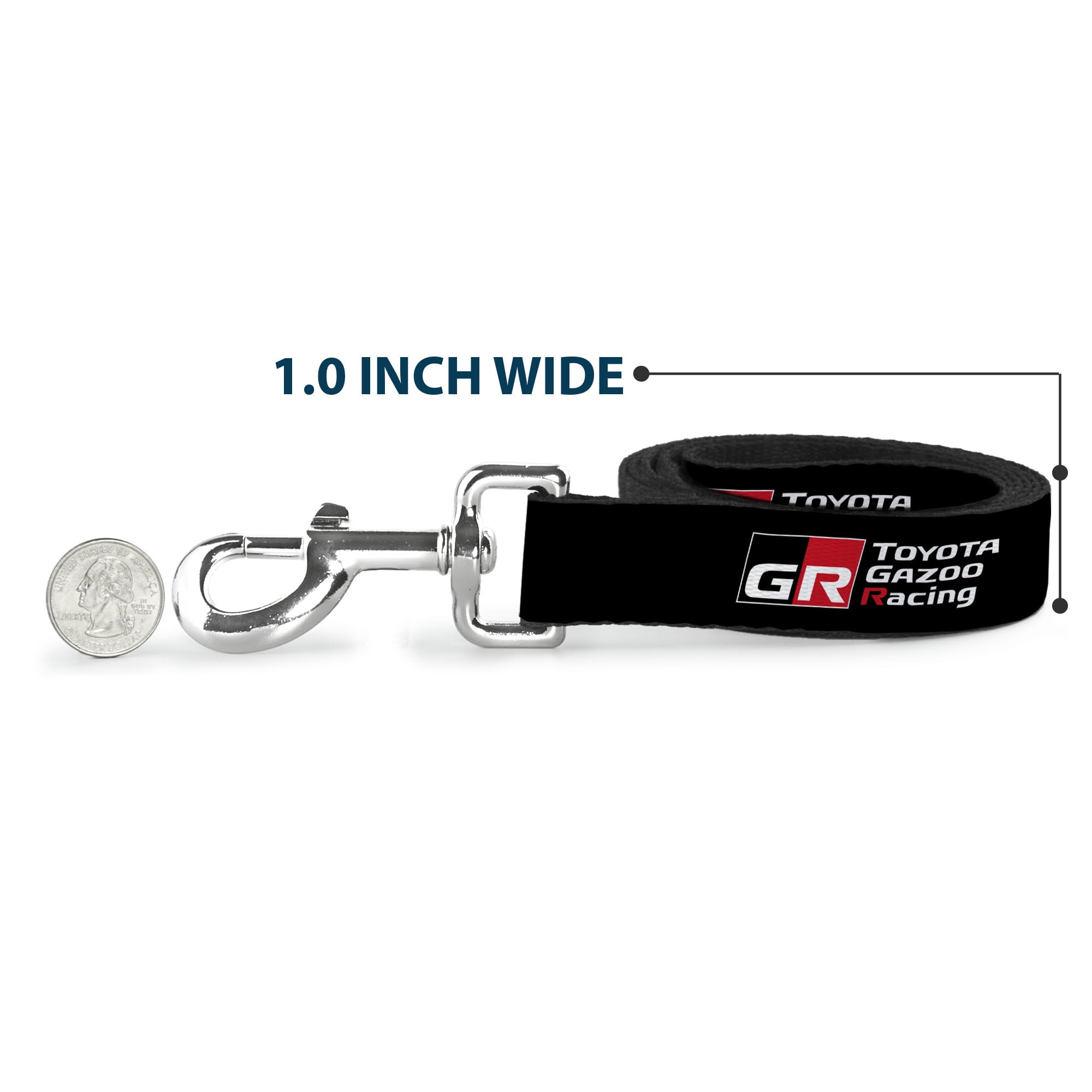 Toyota Pet Leash, Dog Leash, Toyota Gazoo Racing GR North America Logo Black White Red, 6 Feet Long 1.0 Inch Wide
