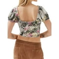 thumbnail image 2 of Kmbangi Women Summer Short Sleeve Crop Tops, Solid Color/ Floral Print Ruched Basic T-shirts for Causal Party Streetwear, 2 of 6