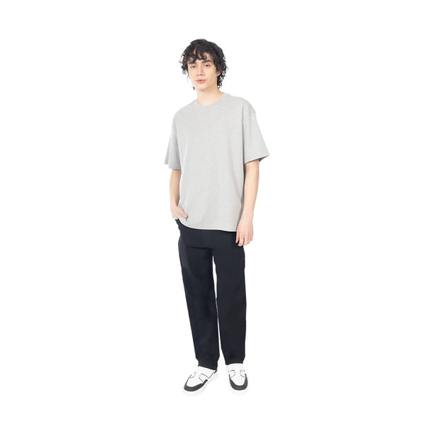 Playera Box Fit Lisa de Algodón Para Hombre con Cuello Redondo Quarry
