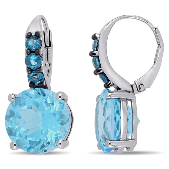 Everly Women’s 15 1/4ct TGW Sky and London Blue Topaz Sterling Silver Leverback Earrings