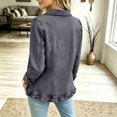 thumbnail image 5 of LTTVQM Womens Ruffled Long Sleeve Denim Jacket Button Down Open Front Cropped Jean Top Coat, 5 of 7