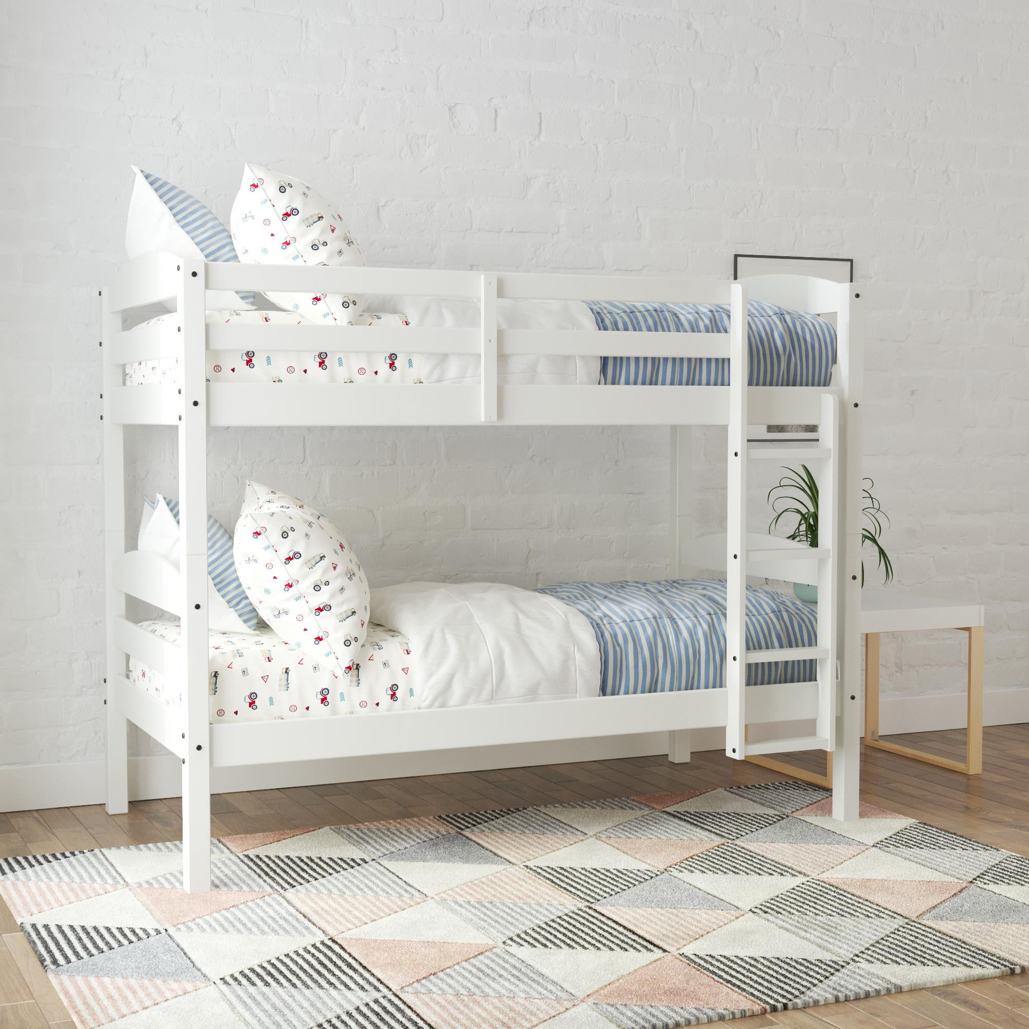 white bunk beds