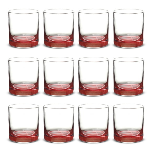 Lexington Rocks Whiskey Glass 10.5 oz, Set of 12, Bulk Pack - Perfect for Scotch, Bourbon, Whiskey, Cocktail - Red