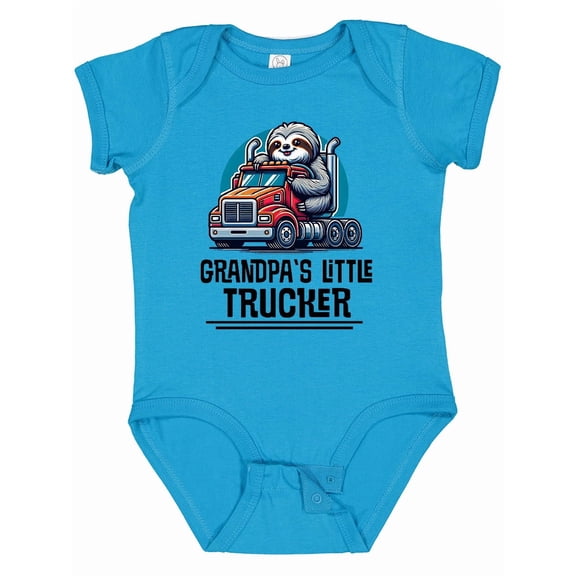 Inktastic Trucking Grandpa Little Trucker Boys Baby Bodysuit