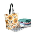 thumbnail image 2 of FORMRS Womens Canvas Tote Bag with Zipper Inner Pocket Shoulder Handbag, Watercolor Sunflowers and Leaves, 2 of 7