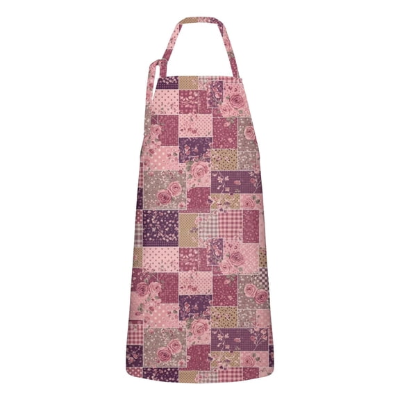 Pioneer Flower Floral Print Pattern Apron for Women and Men, Cotton Linen Waterproof with Pockets, Adjustable, 33x27 Inch for Kitchen, Gardening, BBQ, Salon