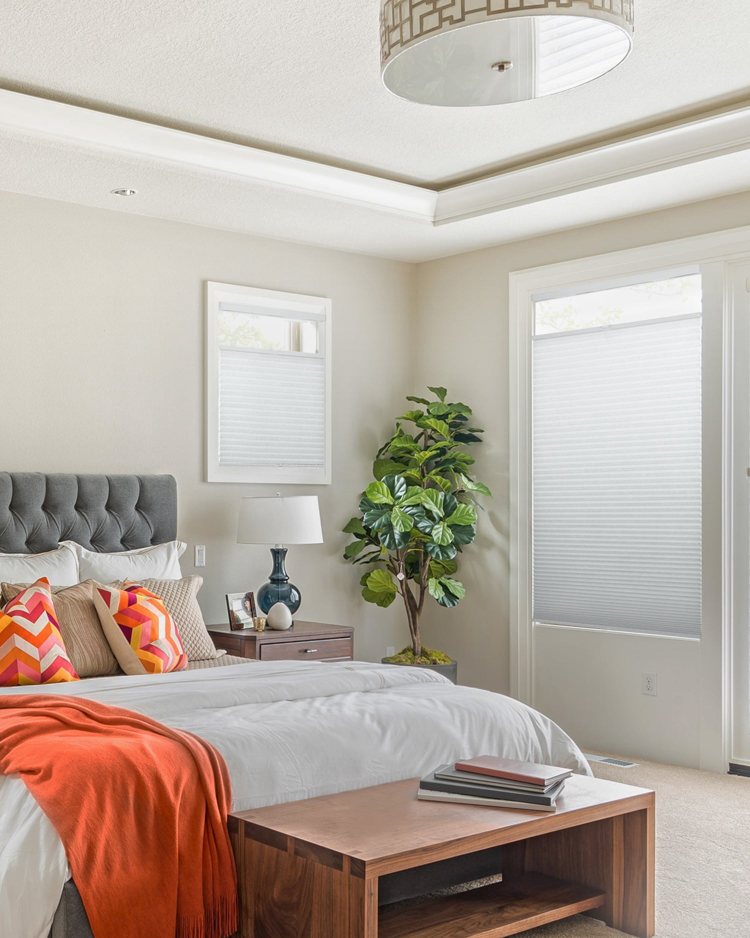 Chicology Cordless Top Down Bottom Up Light Filtering Cellular Shade Light Grey 53.75"W x 72"H