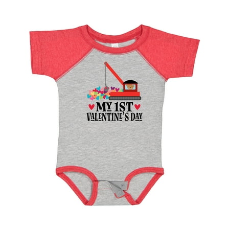 

Inktastic My 1st Valentines Day Truck Crane Gift Baby Boy or Baby Girl Bodysuit