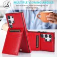 thumbnail image 6 of Compatible with Samsung Galaxy S24 Ultra Case Wallet with Credit Card Holder, Premium PU Leather Magnetic Clasp Kickstand Heavy Duty Protective Shock Absorbing Phone Cover for S24 Ultra, Red, 6 of 7