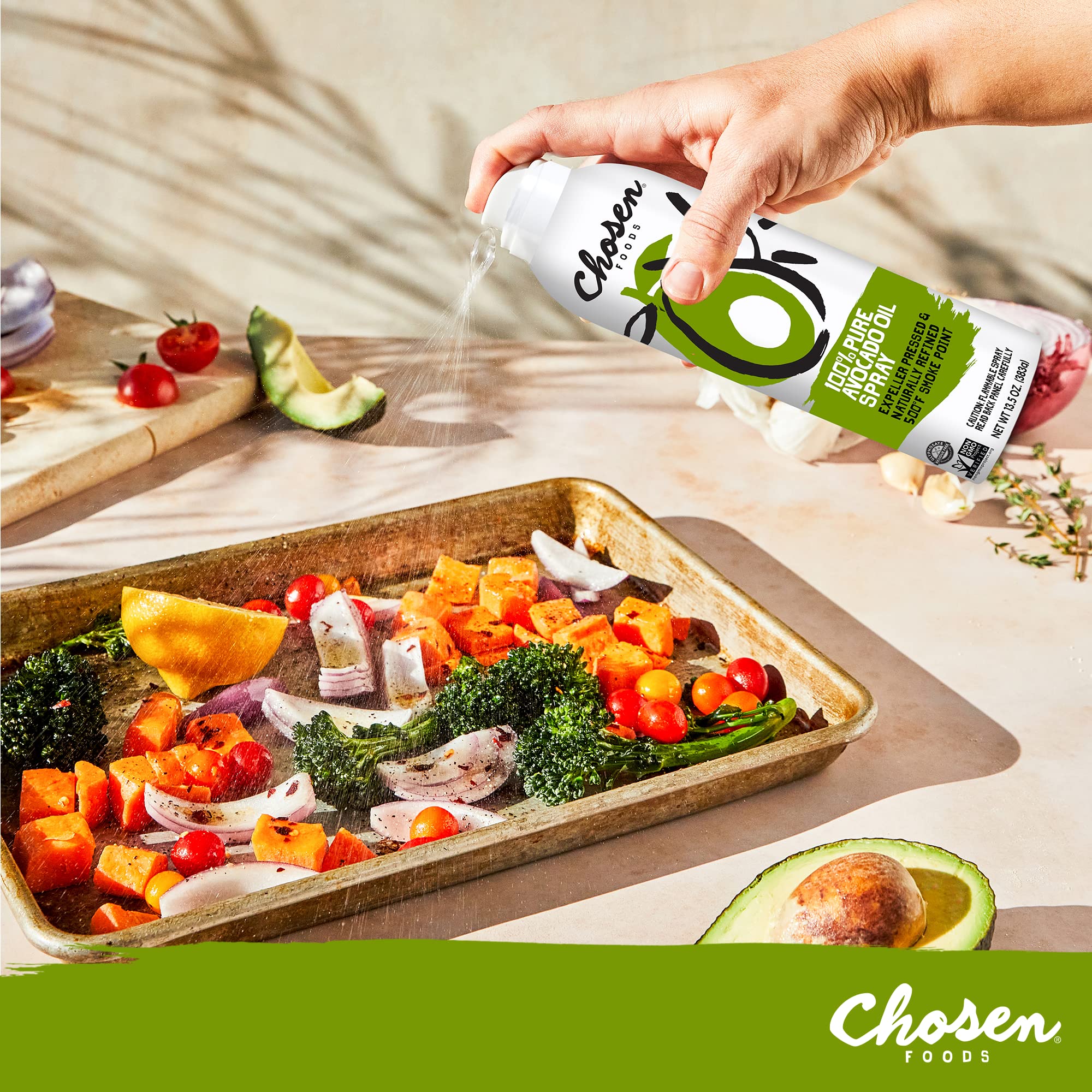 Chosen Foods 100% Pure Avocado Oil Spray, Keto and Paleo Diet Friendly, Kosher Cooking Spray for Baking, High-Heat Cooking and Frying (6 oz, 6 Pack)