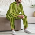 thumbnail image 5 of Salouo Green Bamboo Fence Print Button-Front Long Sleeve Pajama Set for Men, Soft 2Pjs Men's Long Sleeve Sleepwear -XX-Large, 5 of 7