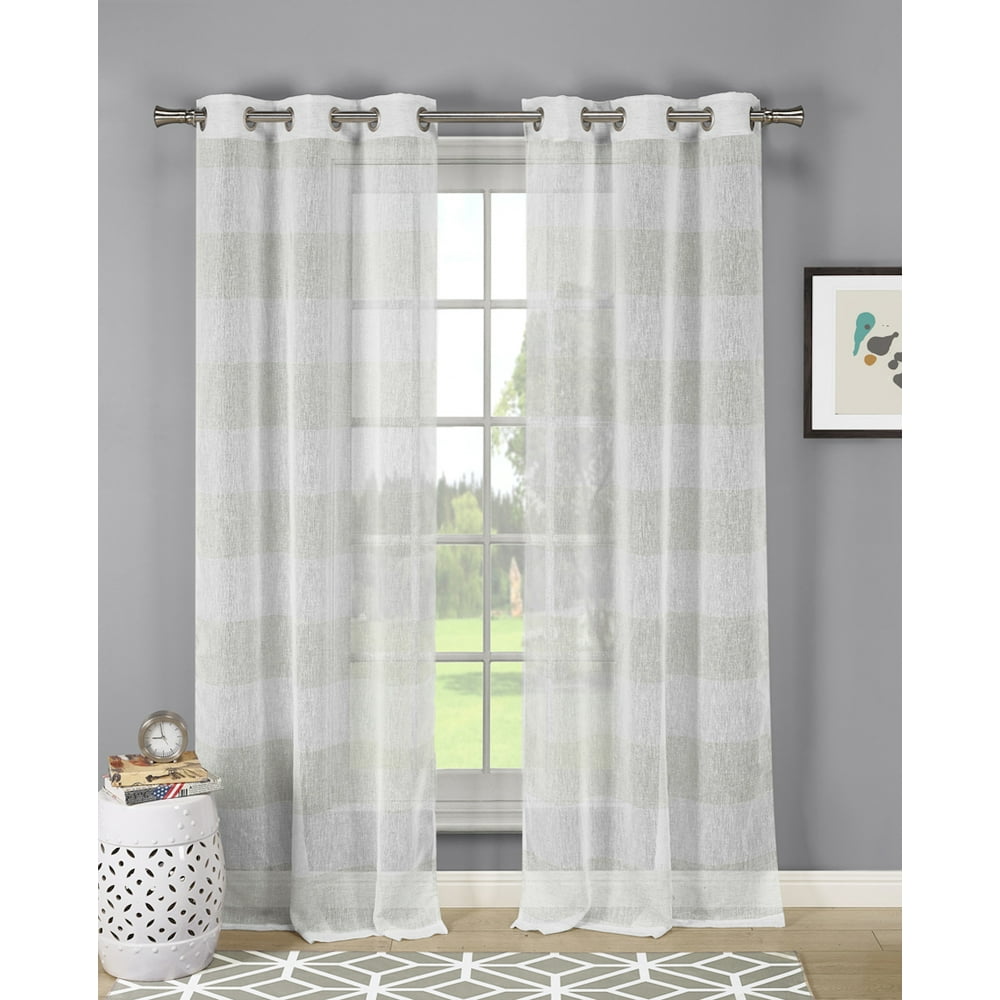 Dainty Home Lurex Stripe Extra Long SemiSheer LinenLook Grommet